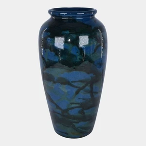 Peters and Reed Marbleized 1920s Pottery Blue Ceramic Vase 50 - Picture 1 of 6