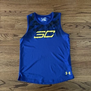 Under Armour Youth Large Steph Curry SC Warriors Blue Loose Heat Gear Tank Top - Picture 1 of 7