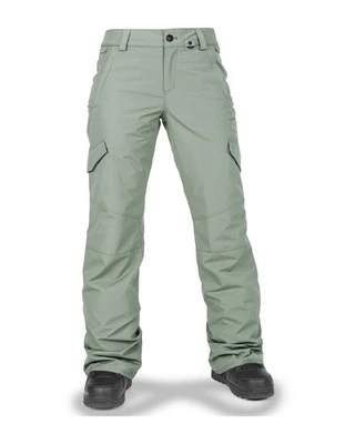Pantalones de nieve para mujer Volcom Bridger aislados, verde liquen, medianos Foto 1 de 4