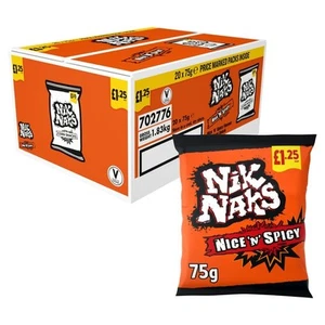 Full Box of 20 Bags Nik Naks Nice 'N' Spicy Flavour 75g Free SPECIAL OFFER - Picture 1 of 4