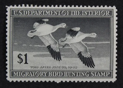 CKStamps: US Federal Duck Stamps Scott#RW14 $1 Mint H OG Perf Spot Thin - Image 1 of 2