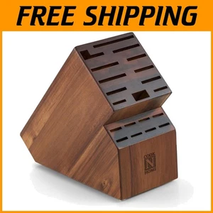 Butcher Block Knife Stand - Acacia Wood 20 Slot Organizer - Picture 1 of 9