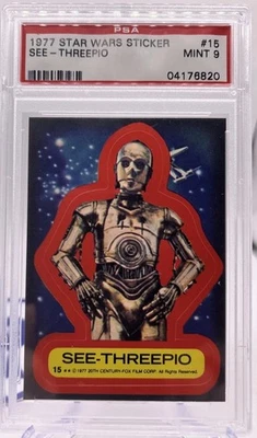 1977 Topps Star Wars Sticker #15 See-Threepio (C-3PO) PSA 9 Mint - Image 1 of 4