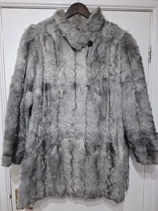 Stunning mid century vintage Curly Lamb Grey Coat size approx 20/22 - Picture 1 of 5