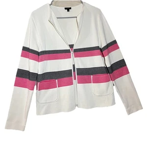 Talbots Ivory Strickjacke Rosa Schwarz Band Streifen Petite L - Bild 1 von 7