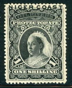 NIGER COAST PROTECTORATE MH Selections: Scott #42 1Sh Black UNWMK 1893 CV$15+ - Picture 1 of 1