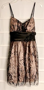 Deb Nude Underlay Black Sparkle Net Overlay Satin Sash Spaghetti Strap Dress 5/6 - Picture 1 of 6