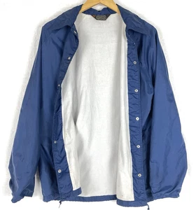 Vintage SEARS Jacke Herren Large 70s Windbreaker Coach Fleece gefüttert Druckknopfleiste Navy - Bild 1 von 15