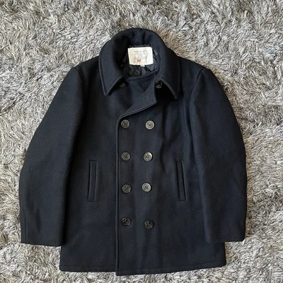 Abrigo Marina de los Estados Unidos Negro Lana Ancla Botones Edición Militar Chaquetón Edredón EE. UU. Talla 40 Foto 1 de 4