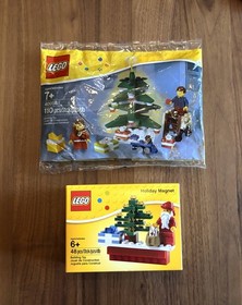 TWO LEGO HOLIDAY 40058 DECORATING TREE POLYBAG & 2011 HOLIDAY MAGNET 853353 NEW!