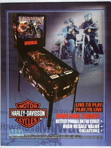 Sega Harley-Davidson Pinball Machine FLYER 1990 Motorcycles Retro Artwork - Picture 1 of 2