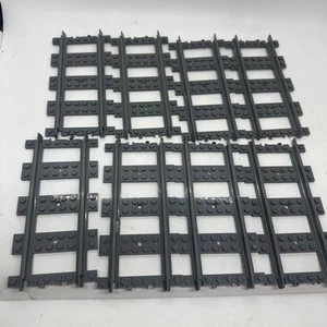 8 Lego Train Track Plastic (RC Trains) Straight #53401, 17275 Dark Bluish Gray - Picture 1 of 7