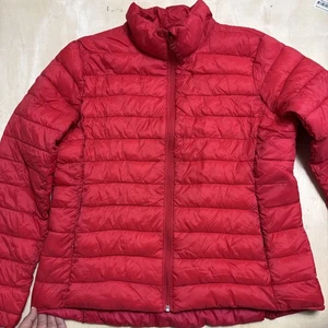 Old Navy Active Puffer Jacket Damen Größe Large rot durchgehender Reißverschluss gesteppt - Bild 1 von 8