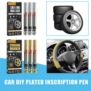 3 Stück Liquid Mirror Chrome Marker Set Gold Splitter Autolackstifte Metallic-Marker - Bild 1 von 11