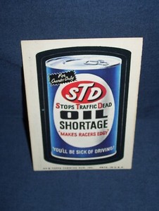 Wacky Packages STD Oil Shortage Sticker Series 8 Tan Back 1974
