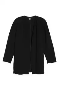 Chaqueta Larga Eileen Fisher Negra Algodón Tencel Elástico Geometría Pequeña Nueva con Etiquetas $338 S - Imagen 1 de 12