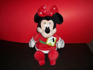 Disney Baby Minnie Mouse Plush 14" Christmas  Red Snowflake Bow GUC with TAG - Picture 1 of 6
