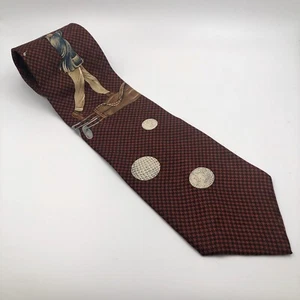 MARK ALEXANDER HOMBRE 100% Silk Maroon Golf Print Corbata Made In The USA - Imagen 1 de 10