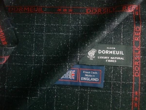 DORMEUIL 67% WOOL & 33% SILK JACKETING FABRIC "Dorsilk Red" Check/Plaid = 2.0 m. - Picture 1 of 12