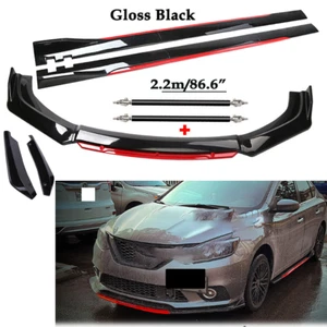 For Infiniti Q70 Q70L Front Bumper Rear Spoiler Splitter Body Kit+Side Skirt - Picture 1 of 15