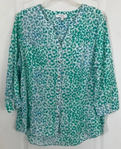 Camicia donna Coral Bay con bottoni taglia PL verde bianco tasche polsini con bottoni F23 - Foto 1 di 7
