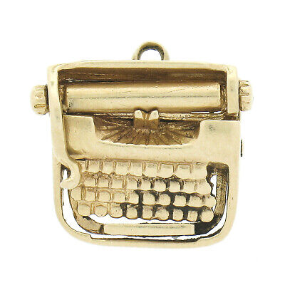 Vintage 14k Oro Amarillo Mecánico Detallado Escritor Coleccionable Dije Colgante • 502.46€