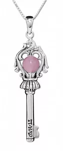 Colgante Cuarzo Rosa Piedras Preciosas Amuleto para Relación Llave del Alma Plata 925 - Imagen 1 de 2