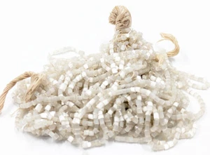 Vintage Antique Czech 9/0 2-X Glass White Seed Beads Satin Glass Fiber Optic Lot - Picture 1 of 4