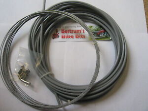 BOWDEN CONTROL CABLE 1.3MM OD INNER 5MM GREY GRAY OUTER CHROME ENDS 1MTR SET