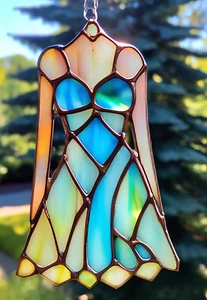 Handmade Unique PASTEL BOHO DRESS Stained Glass SUNCATCHER Mother's Day Presents - Picture 1 of 24