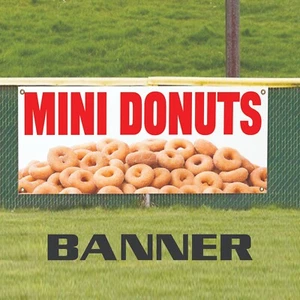 Mini Donuts Vinyl Banner Bakery Shop Advertising Display Outdoor Printed Banner - Picture 1 of 4