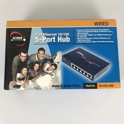 Network Everywhere  5-Port Hub Wired 10/100 NH1005-wm NEW - Image 1 of 4