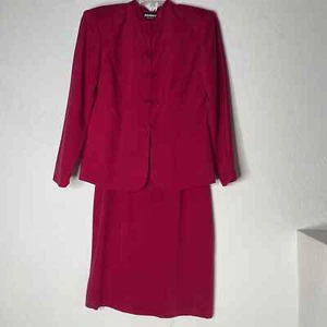Vtg Patrick Petite 100% Silk 2 Piece Set Jacket & Skirt Size 10 Pink Lined - Picture 1 of 23