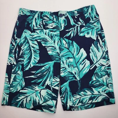 Under Armour Golf Shorts Tropical Leaf Size 34 Blue Tropical Hawaiian Palm Tree - Image 1 of 4