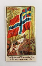 vintage TOBACCO CARD BREISCH-WILLIAMS CO oxford pa NORWAY FLAG cardstock