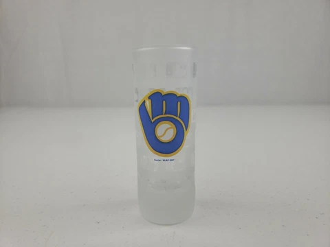 RETRO 2007 Milwaukee Brewers Frosted MLB Logo Shot Glass Double Shot Size EUC! Cover