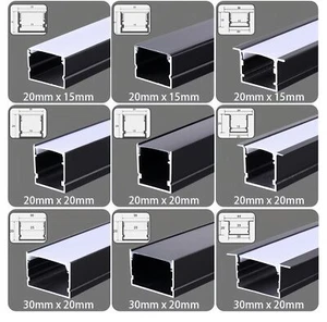 10pcs 6.6ft/2M Each Aluminum Channel Holder for LED Strip Black Track and Cover - Picture 1 of 41