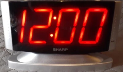 Harp LED Digital Alarm Clock, Swivel Base, Silver Case, Red Display, SPC033D - Image 1 of 4