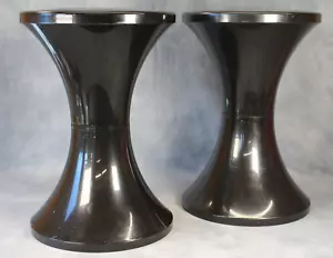 Paar Vintage 70er Space Age schwarze Kunststoff Tulpe Sanduhr Tam Tam Hocker Tische - Bild 1 von 6