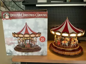 Mr. Christmas Deluxe Carousel 16” Decorazione Natalizia 20 Canzoni Funzionante Con Scatola - Foto 1 di 21
