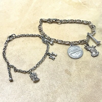 New York Souvenir Charm Bracelets Vintage Set - Statue of Liberty & Empire State - Image 1 of 4
