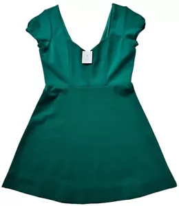 Vestido Urban Outfitters Mujer Talla 6 Verde Esmeralda Ponte Mini Patinador Cuello en V Nuevo - Imagen 1 de 14