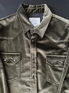 BLLUEMADE x STANDARD STRANGE FOREST GREEN VELVET SAWTOOTH WESTERN SHIRT SIZE XL - Picture 1 of 5