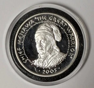 Chief Menawa Poarch Creek Indians 999 Silver 1 oz 2005 Medal Round Dollar B44 - Picture 1 of 2