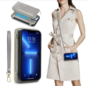 NUOKU - IPhone 13 Pro Max 6.7" Case, Magnetic Detachable Crossbody Wallet (Gray) - Picture 1 of 5