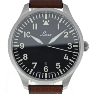 discount with paper Laco Pilot Genf 861807.2.D black Dial Men's Watch R#135460 - Picture 1 of 8