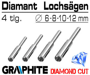 4 x Granit Fliesen Diamant Bohrkrone Bohrer Für Glas Keramik Ø 6mm 8mm 10mm 12mm