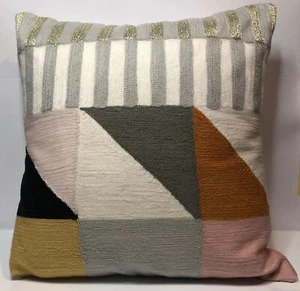 West Elm Pottery Barn Kids Crewel Geo Pieces Pillow + Cover Retro Baby Nursery - Picture 1 of 18