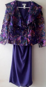 Patra Women's Formal 2-Piece Sheer Dress Purple Size 12 Iridescent Leaf pattern - Picture 1 of 23