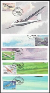 Gliders History Of Gliders Models Aviation Russia 5 Mint FDC Maxi Cards 1983  - Picture 1 of 6
